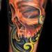 Tattoos - Realistic Color Skull Tattoo with Filigree  - 73911